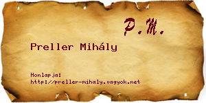 Preller Mihály névjegykártya